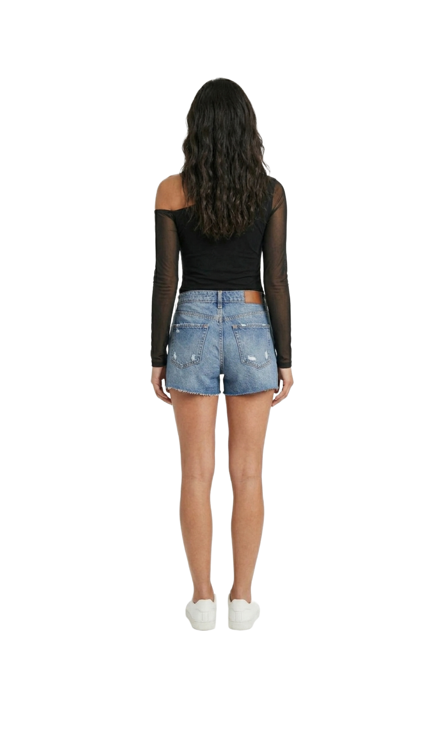 Blusa negra tipo mesh manga larga