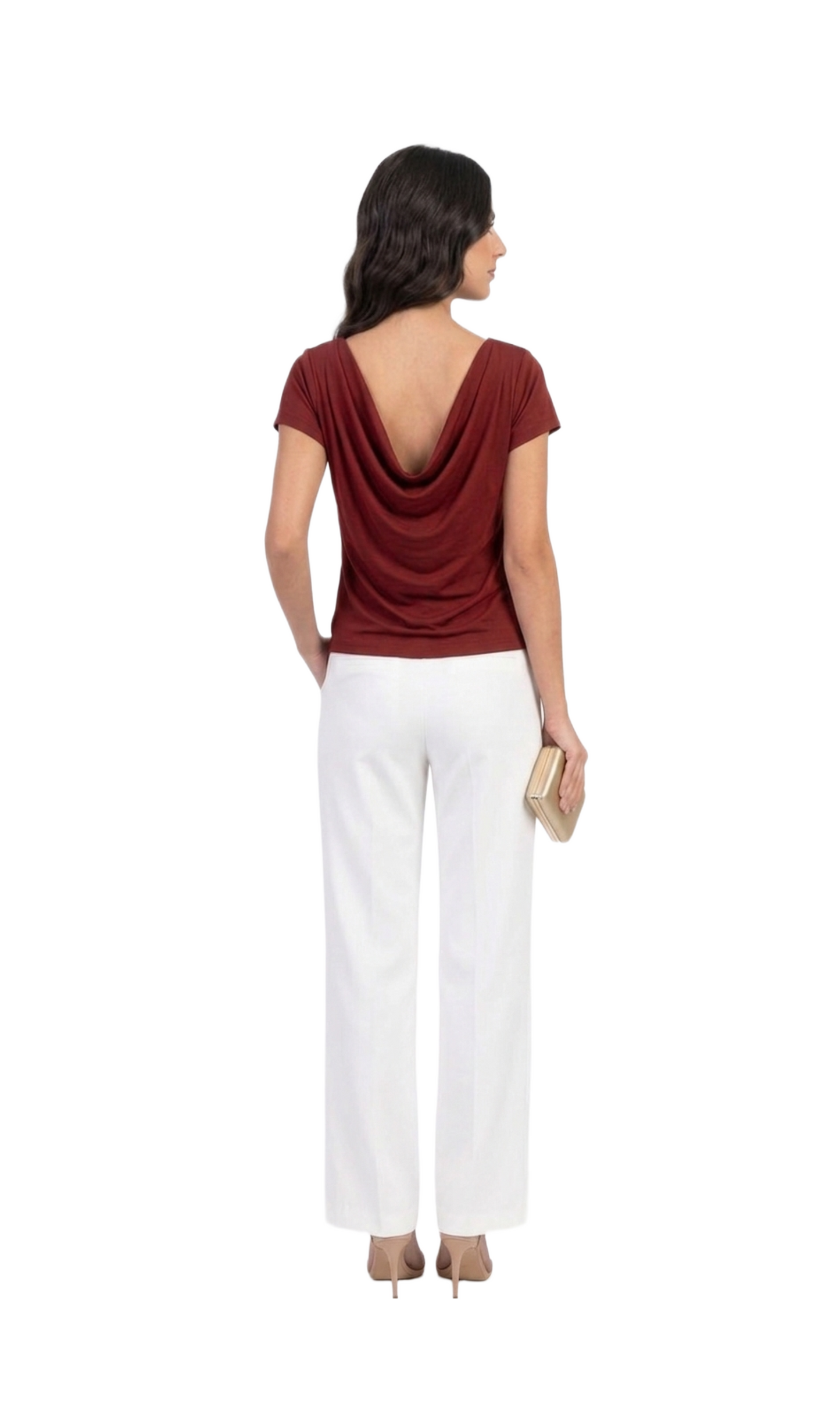 Blusa guinda con detalles metálicos de flores en hombros