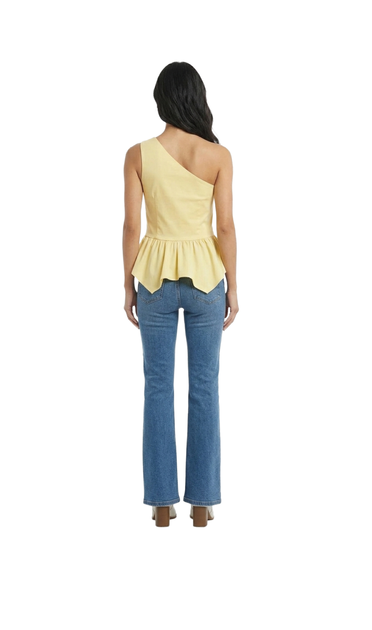 Blusa amarillo de un tirante con olan