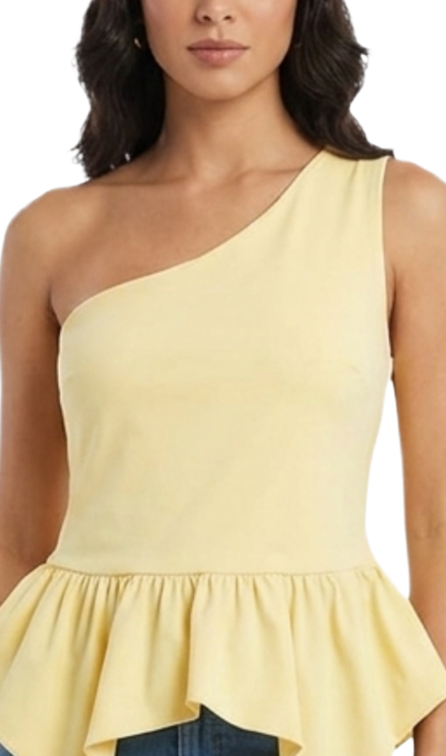 Blusa amarillo de un tirante con olan