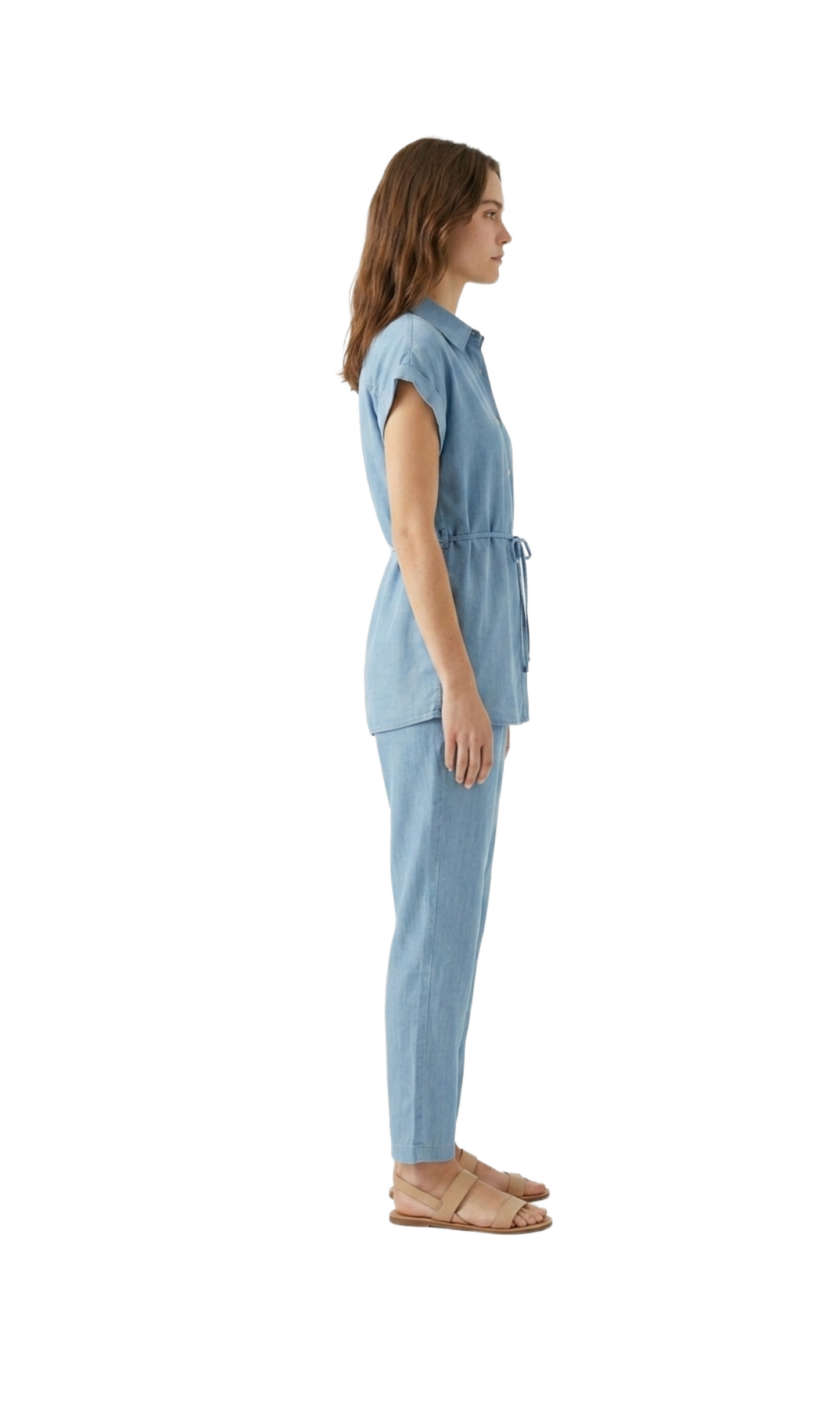Conjunto imitación de mezclilla de blusa y pantalón
