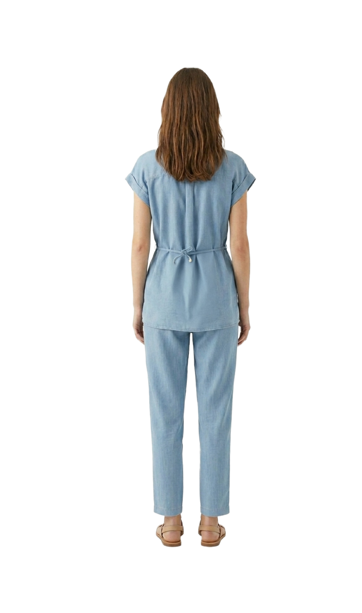 Conjunto imitación de mezclilla de blusa y pantalón