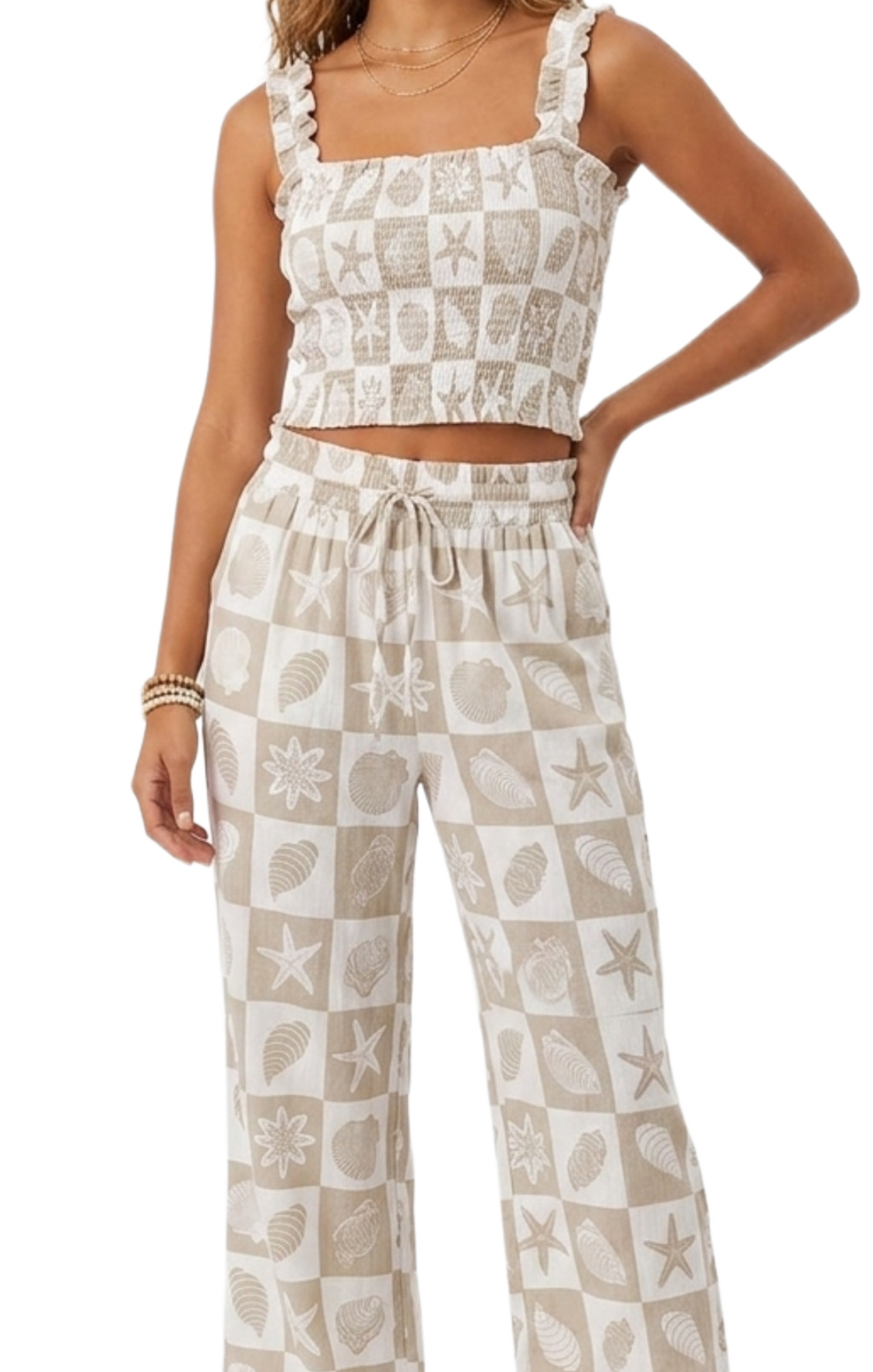 Conjunto casual con top elastico y pantalon
