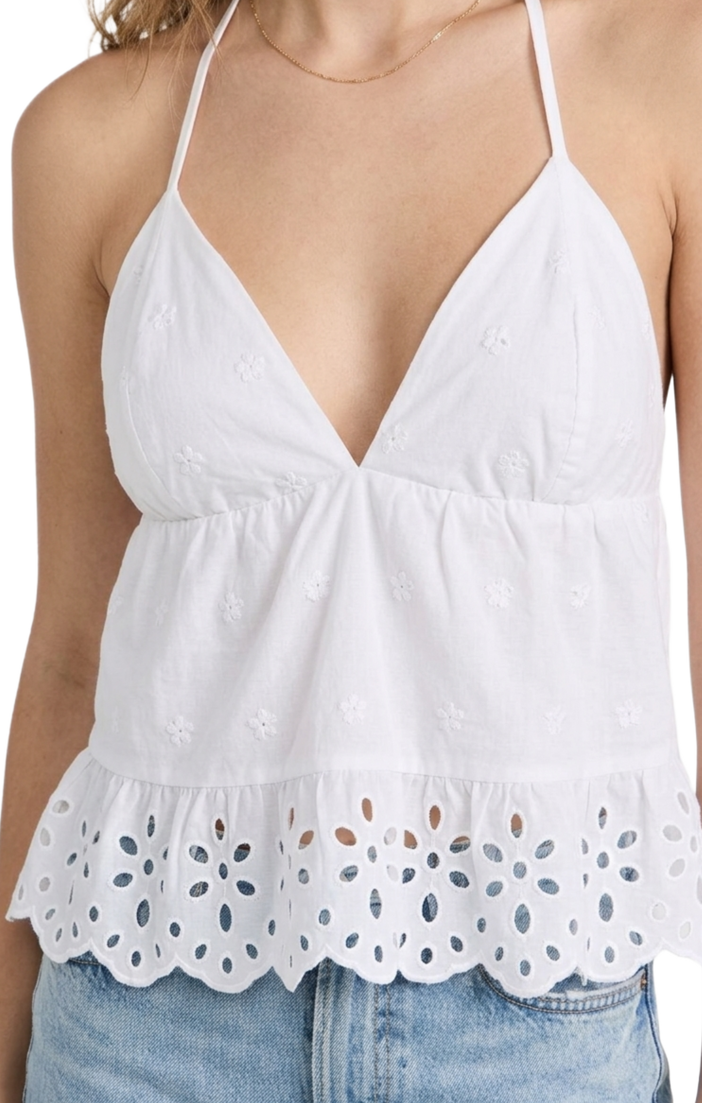 Blusa de tirantes con escote en V perforada