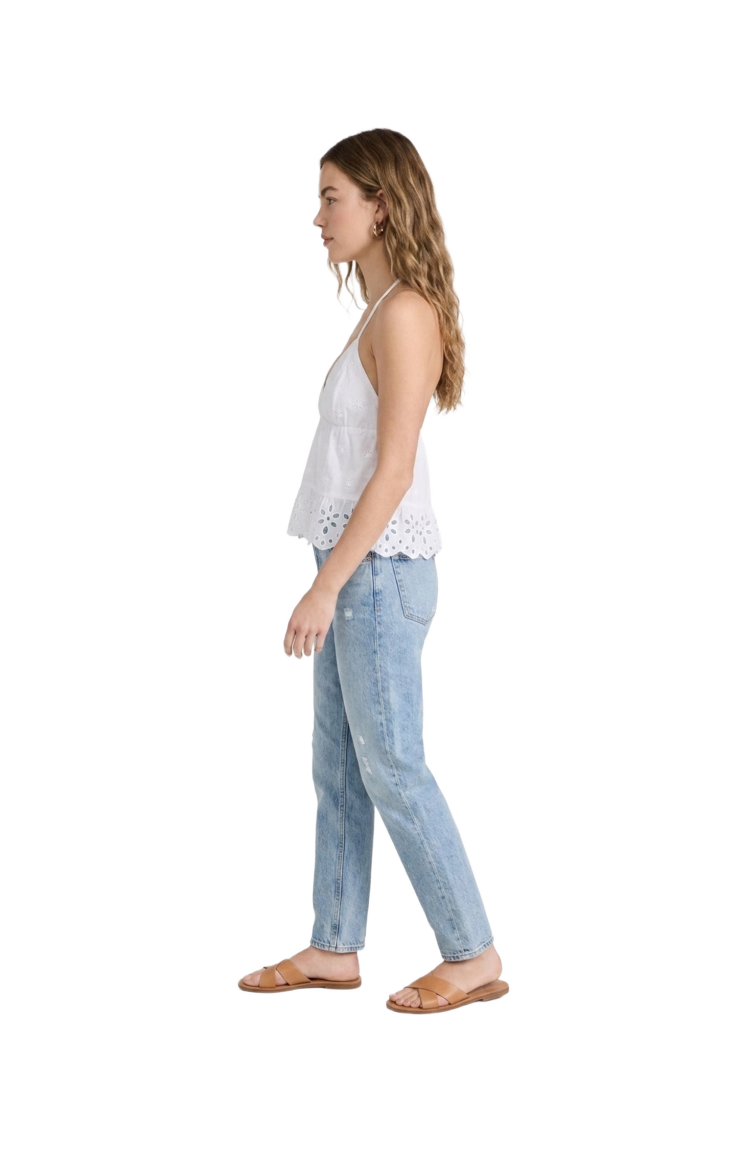 Blusa de tirantes con escote en V perforada