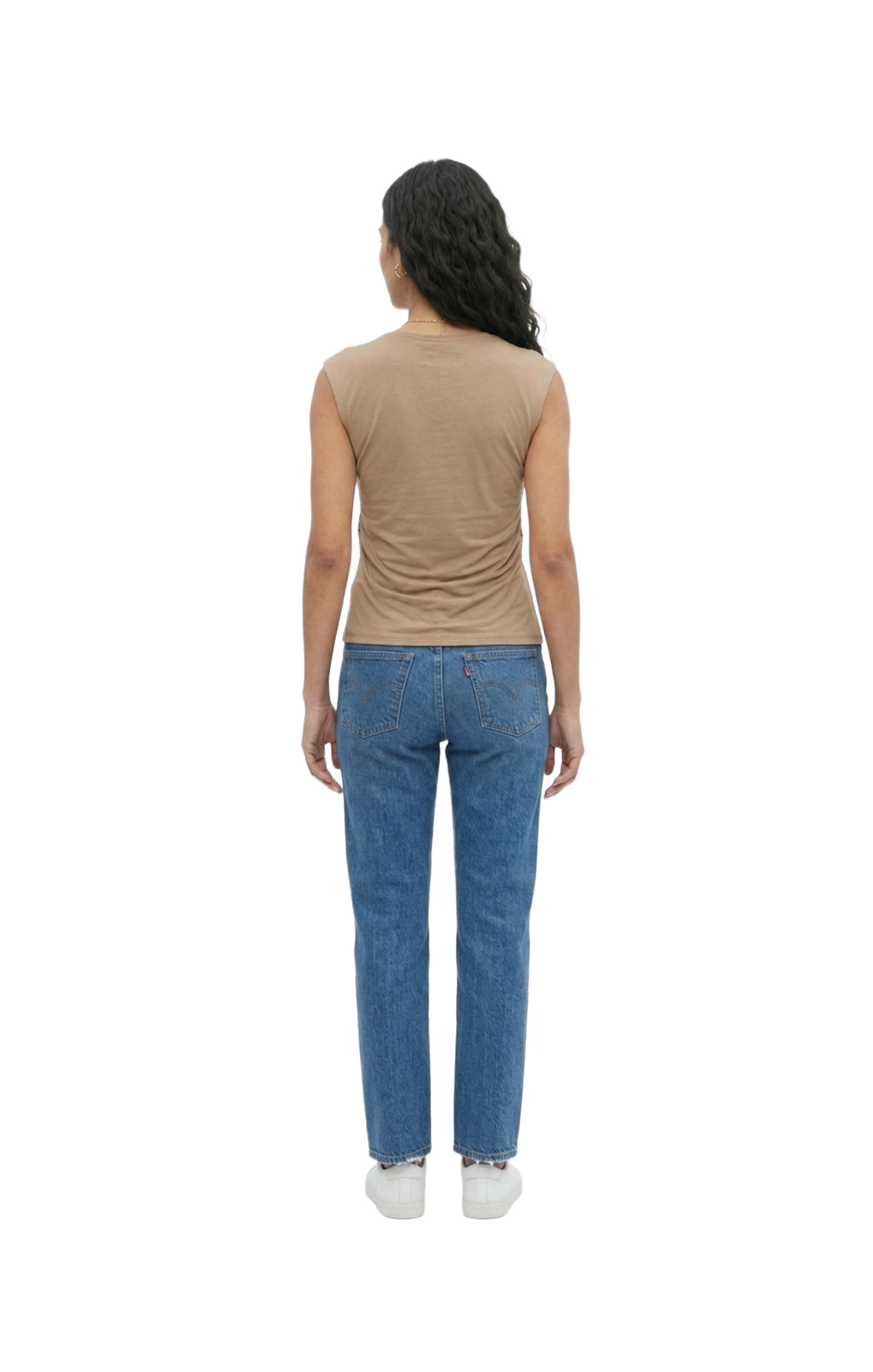Blusa cafe con detalles de encaje