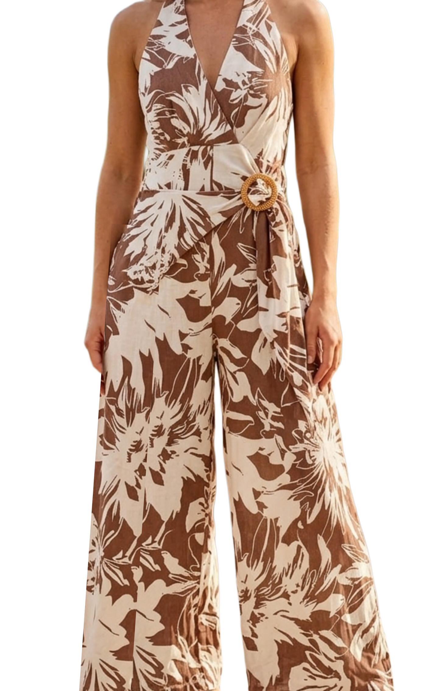Jumper floreado tipo halter de flores estilo playero