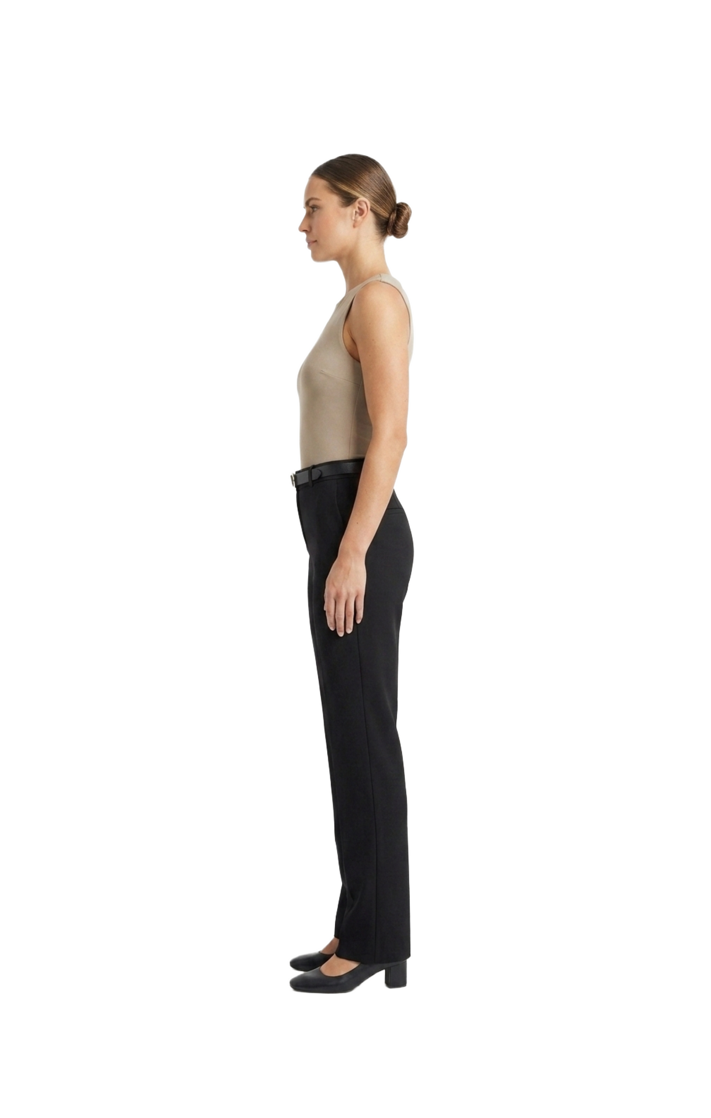 Pantalón negro de vestir con cinturón