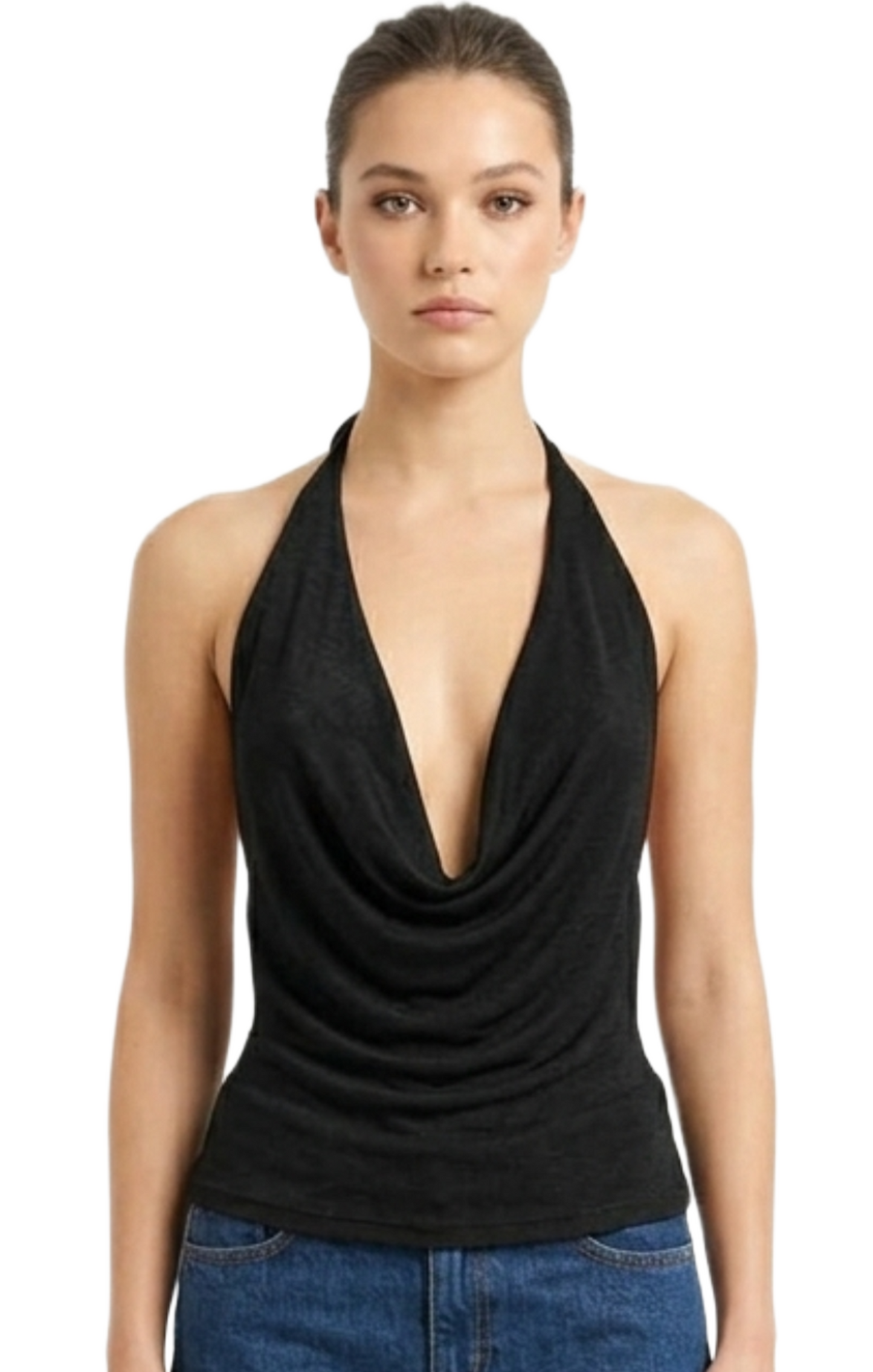 Tank top negro tipo mesh con espalda descubierta
