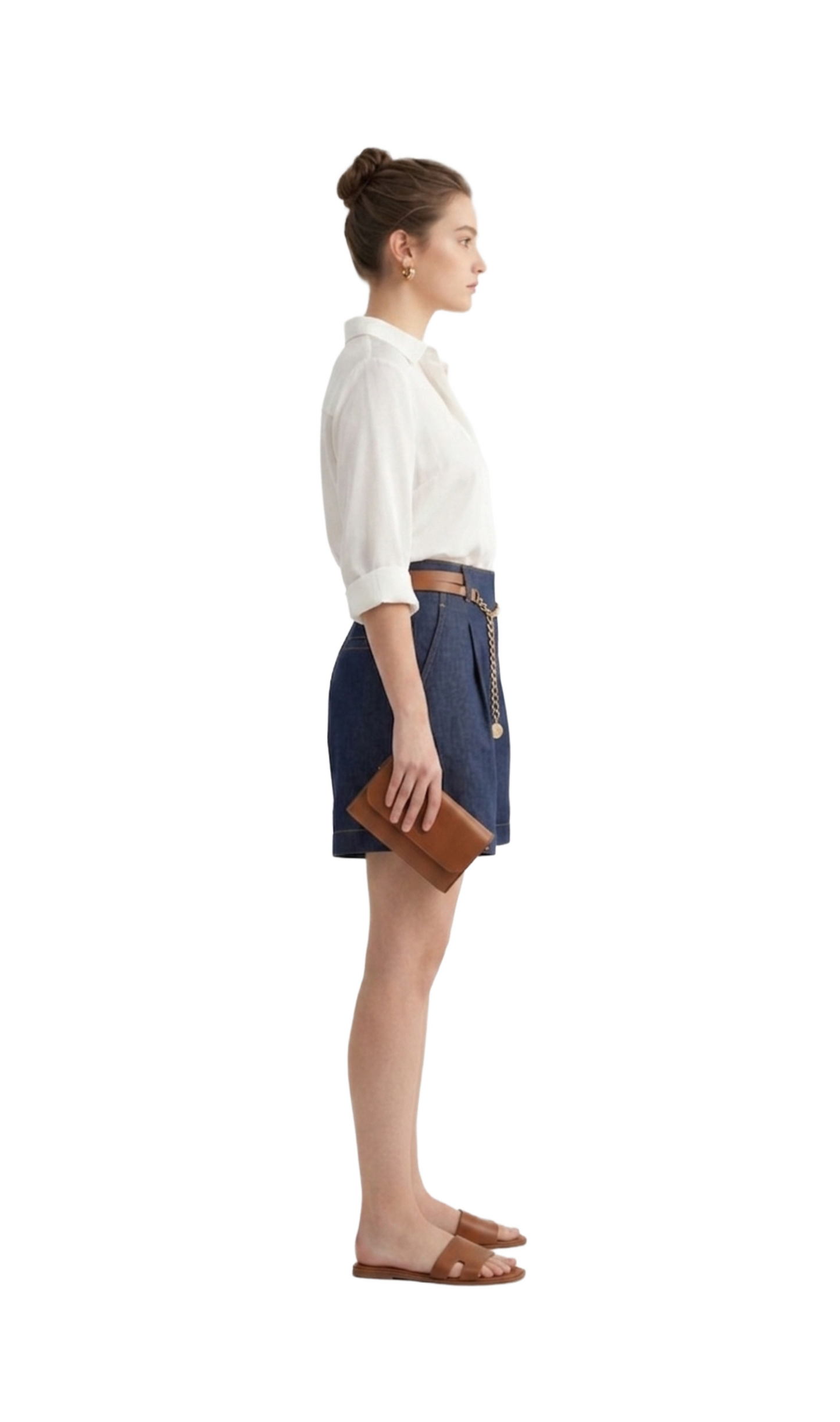 Short de mezclilla con cinturón estilo campirano