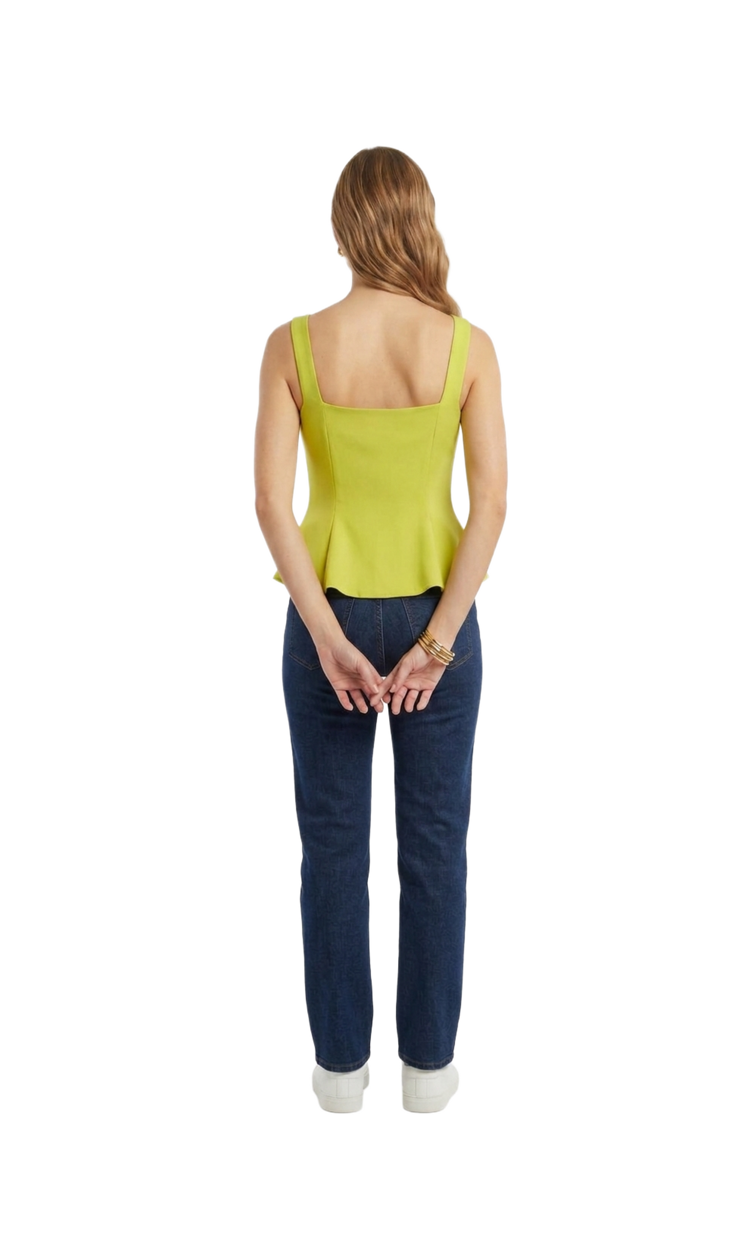 Blusa verde abotonada seccionada