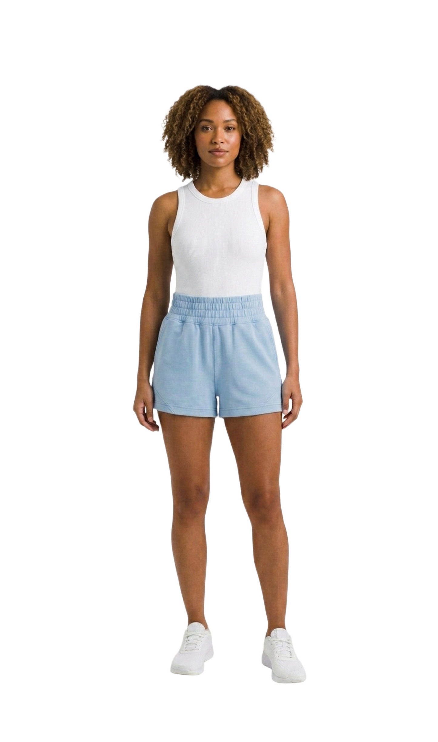Short azul con bolsas laterales y elastico en cintura