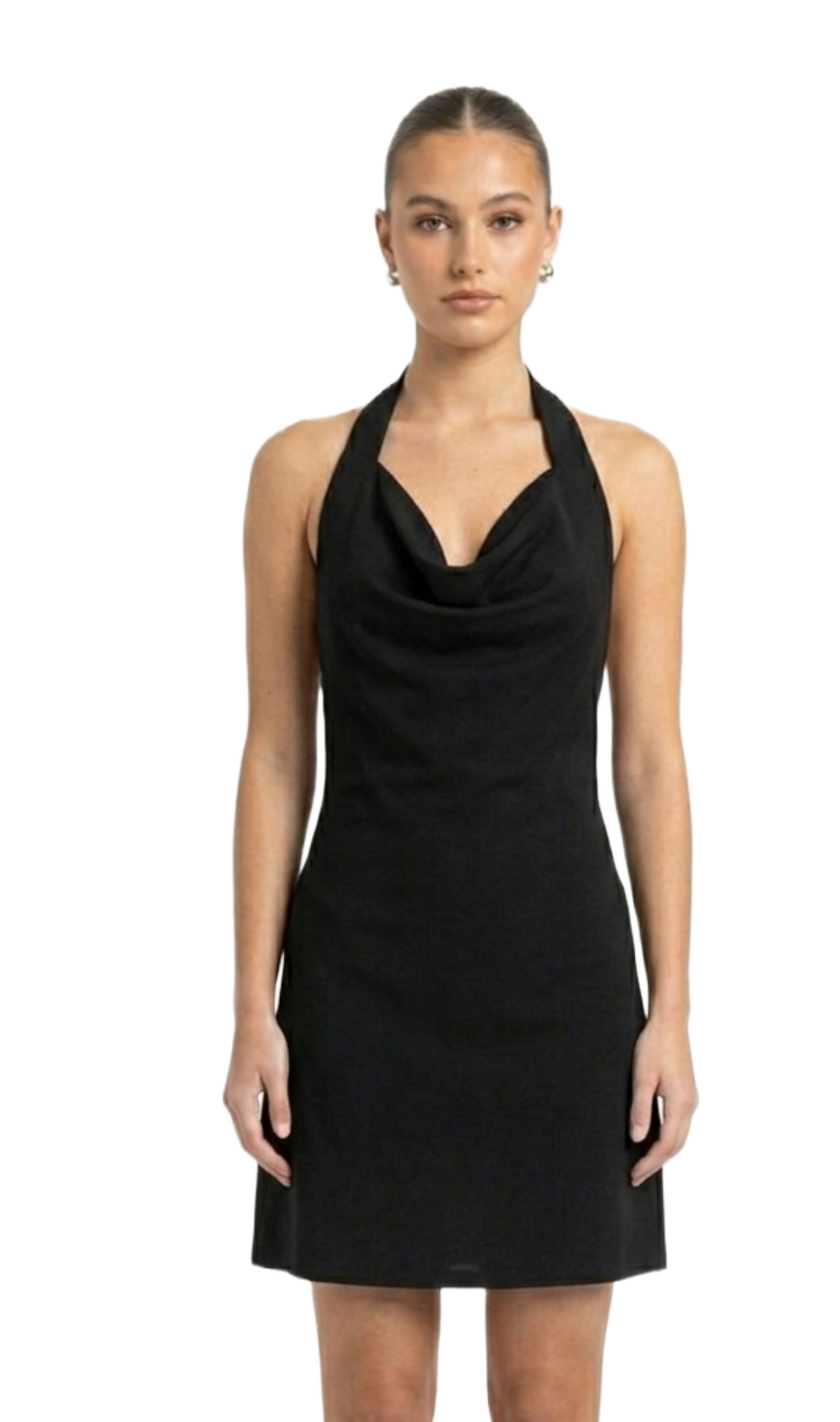 Vestido negro con espalda tipo halter negro
