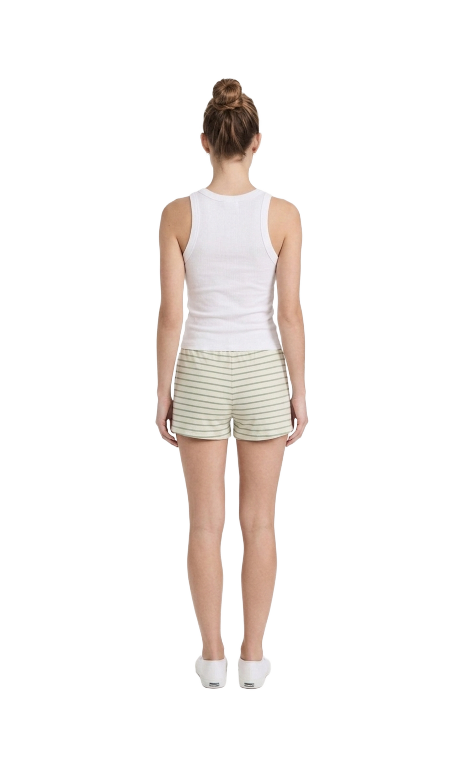 Short beige con rayas verdes tipo playero