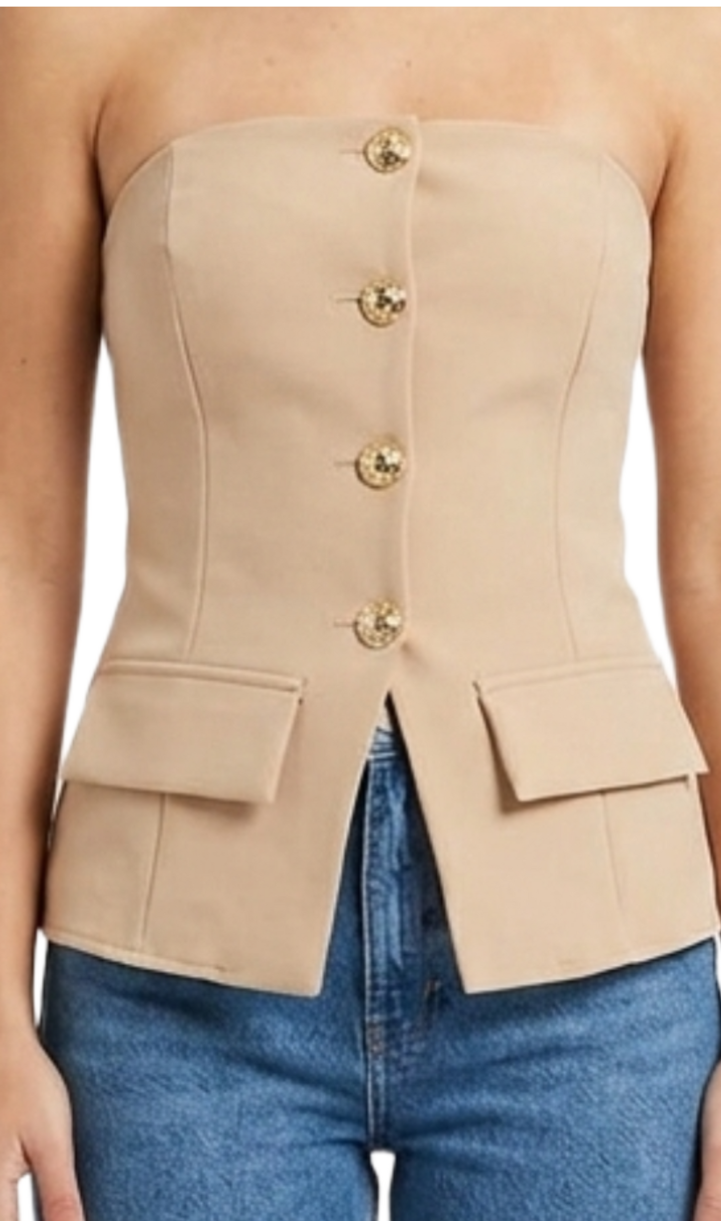 Strapple beige con botones dorados curvos