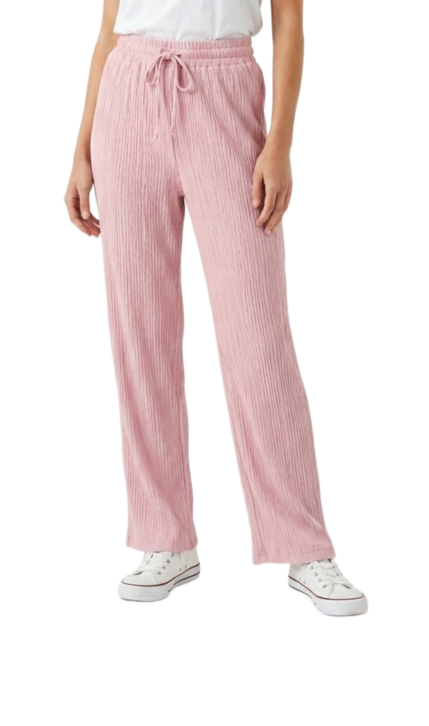 Pantalón rosa con elástico y amarre en cintura