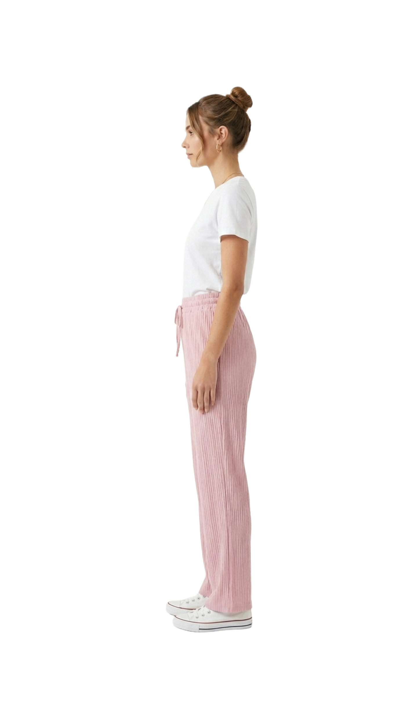 Pantalón rosa con elástico y amarre en cintura