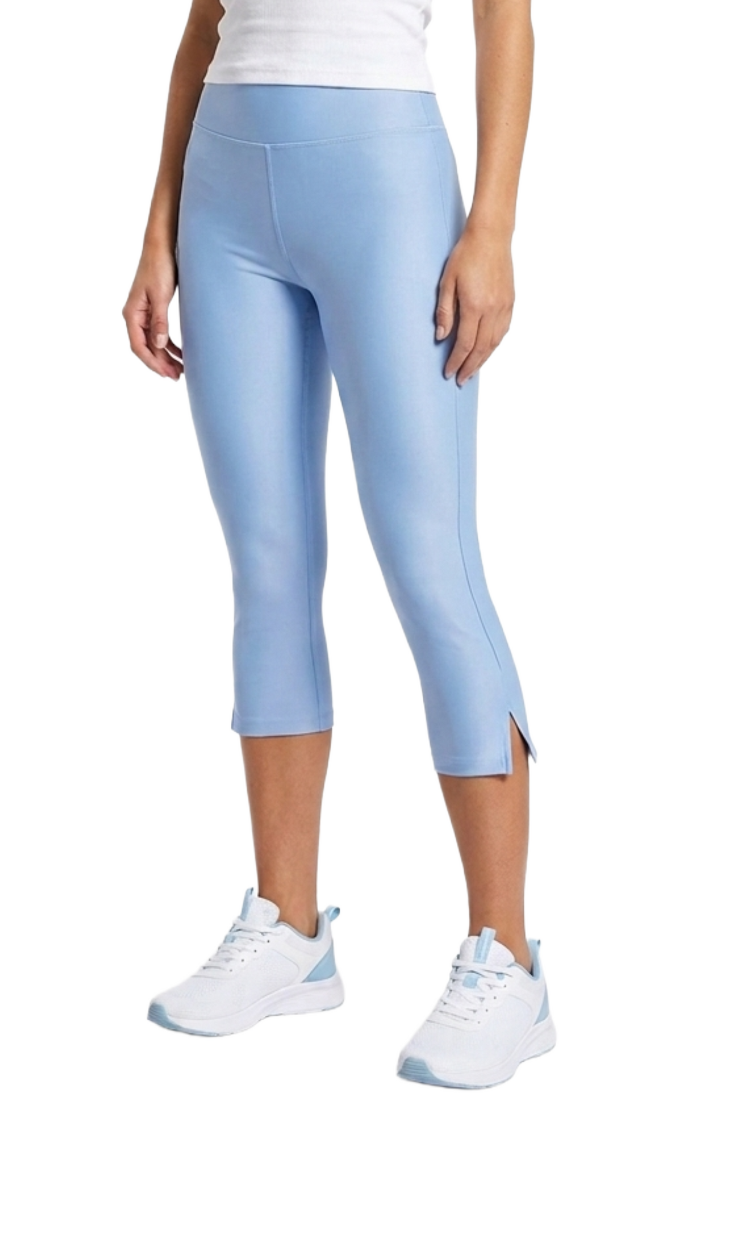 Capri deportivo azul con abertura lateral