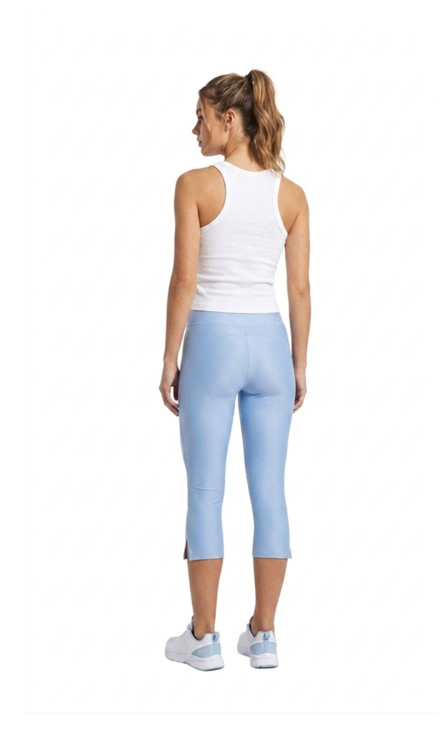 Capri deportivo azul con abertura lateral