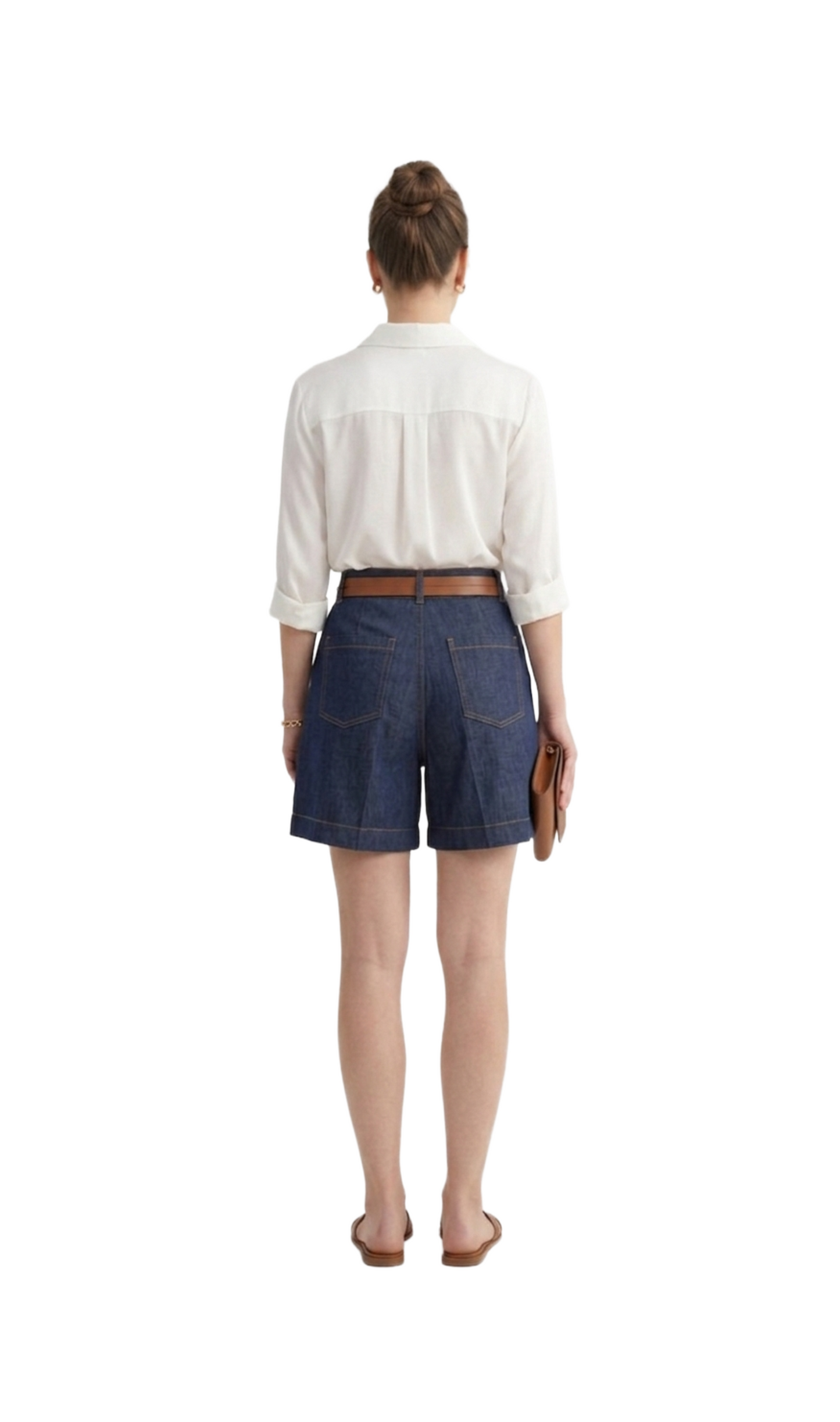 Short de mezclilla con cinturón estilo campirano