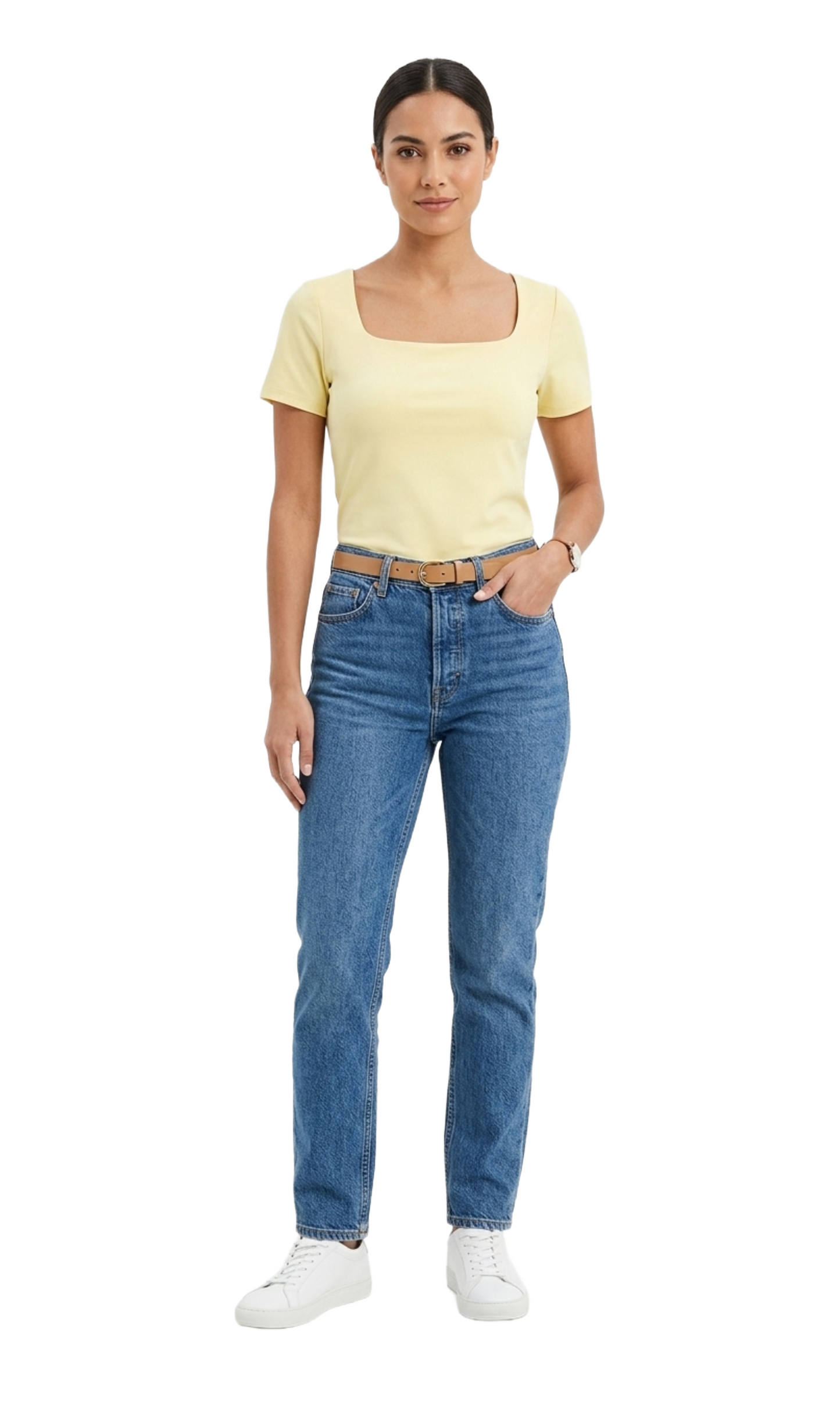 Crop top con cuello redondo