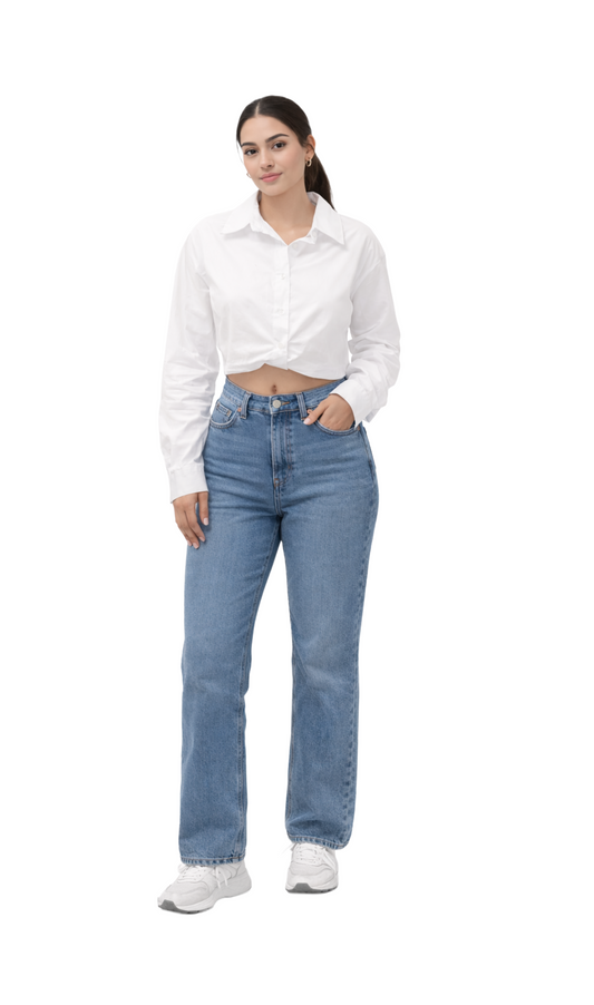 Crop top manga larga abotonado