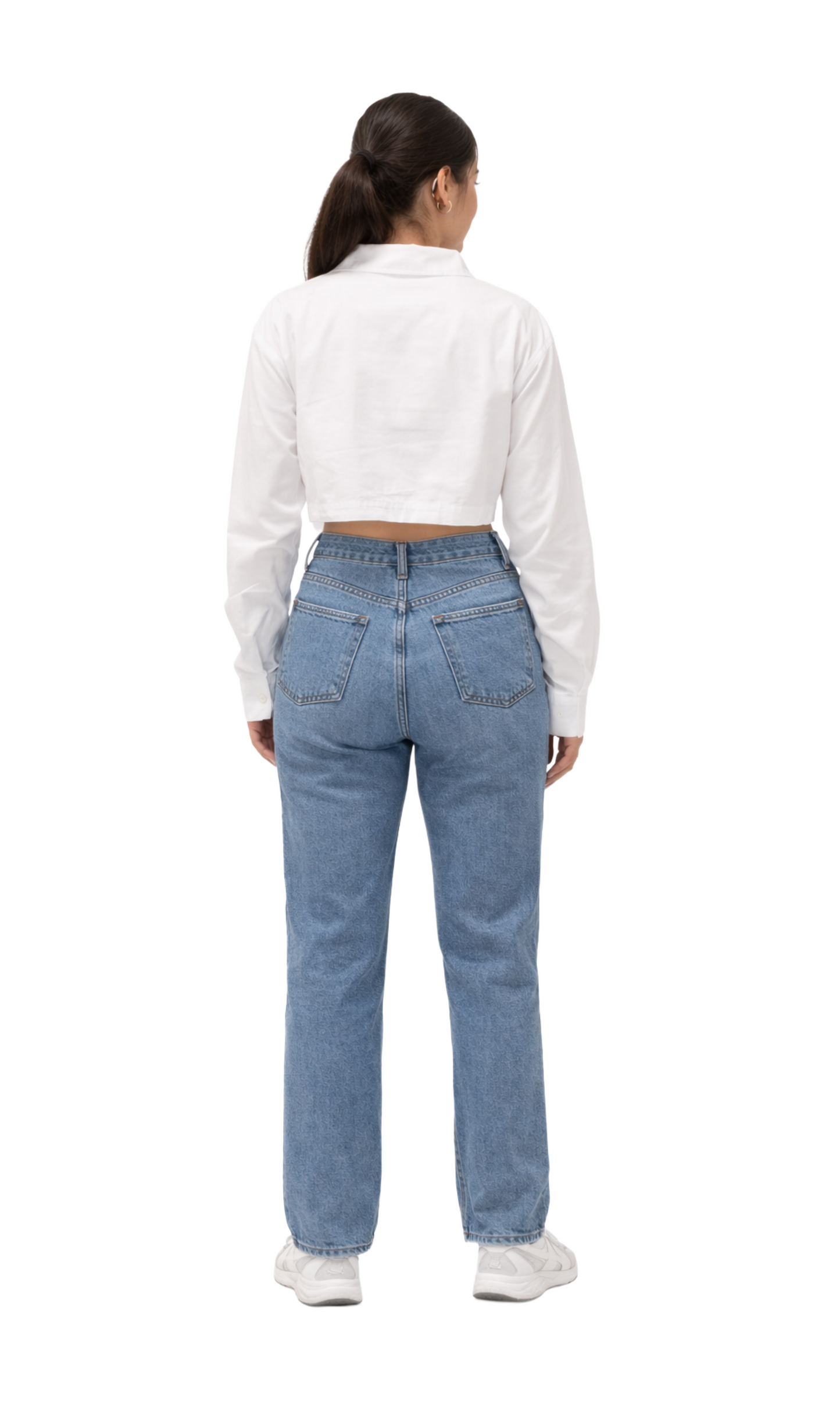 Crop top manga larga abotonado
