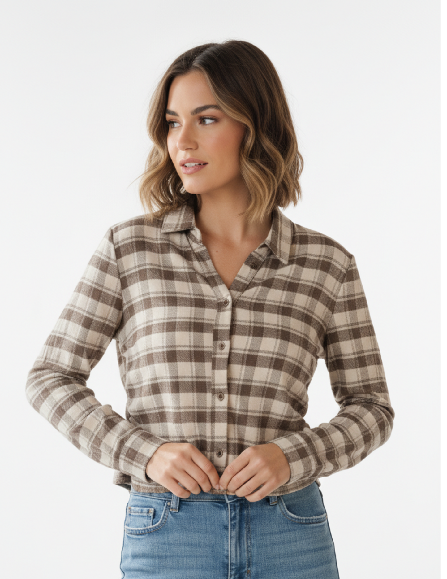 Blusa a cuadros plisados laterales