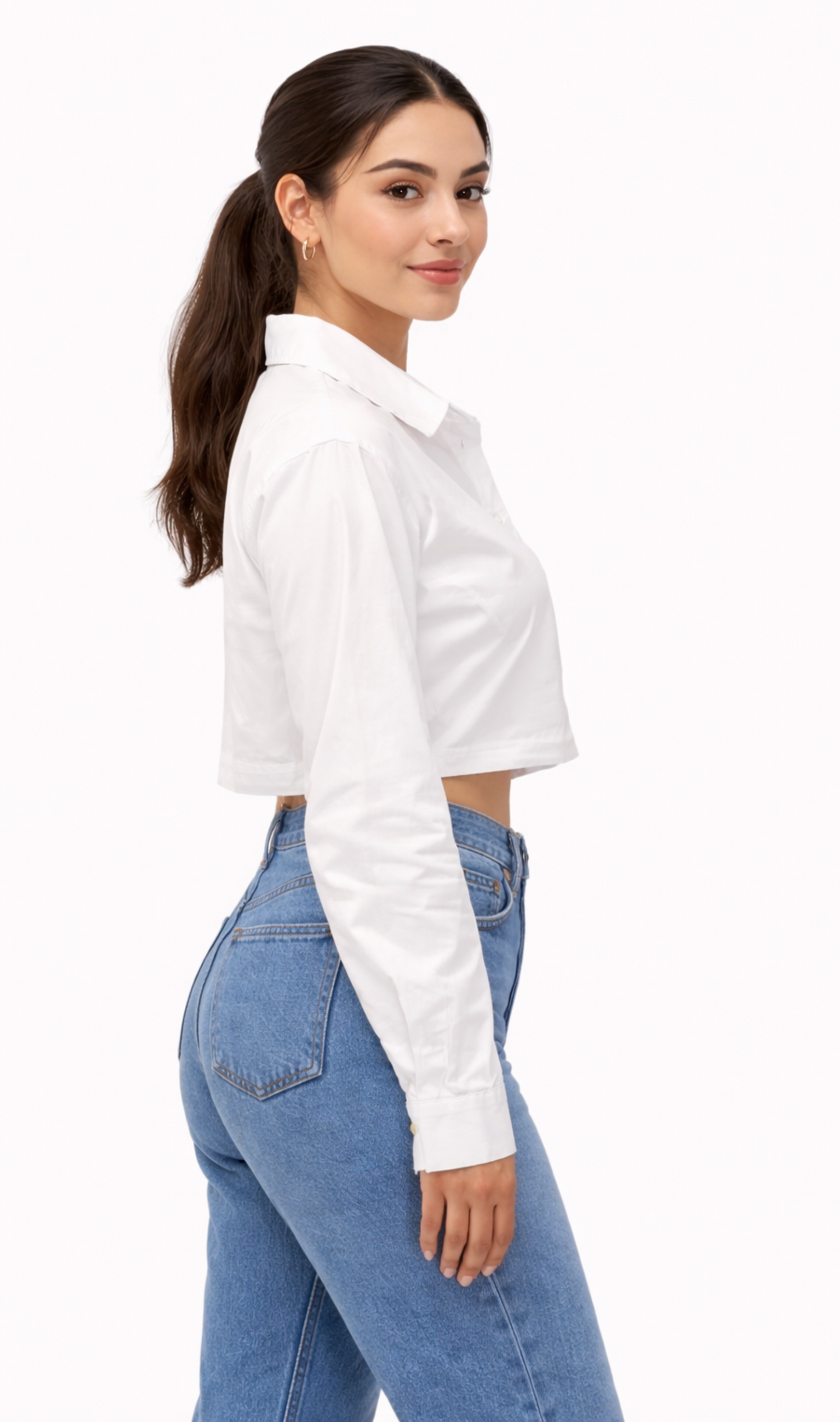Crop top manga larga abotonado