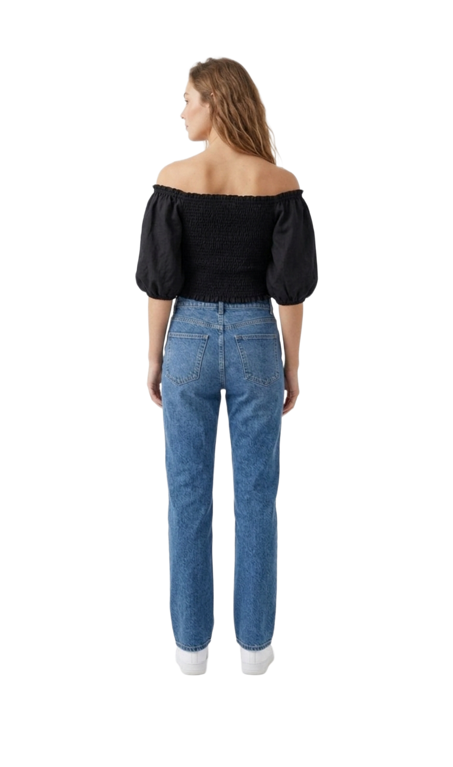 Blusa con mangas tipo globo con elástico