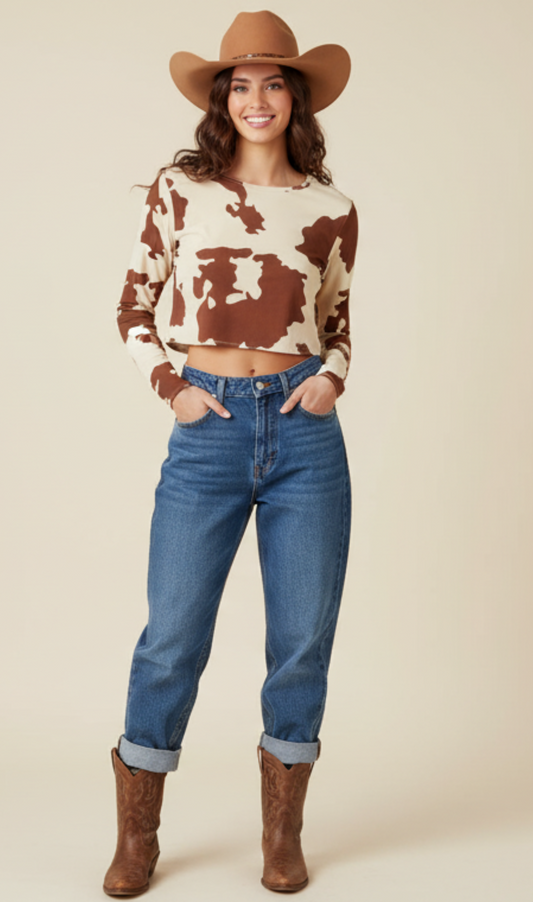 Crop top animal print vaquero