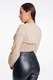 Crop top de manga larga y elásticos